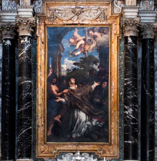 San Lorenzo in Miranda, Męczeństwo św. Wawrzyńca, Pietro da Cortona, ołtarz główny