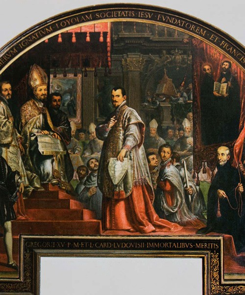 Kardynał Ludovico Ludovisi w trakcie kanonizacji Ignacego Loyoli i Franciszka Ksawerego, zakrystia kościoła Il Gesù