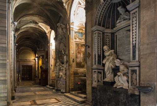 San Marco, left nave of the church with the funerary monument of Cardinal Pietro Basadonna in the front