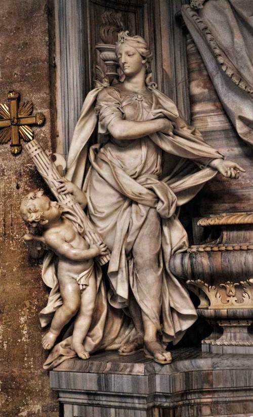 Basilica of San Marco, tombstone of Cardinal A. Prioli, allegory of Justice, detail