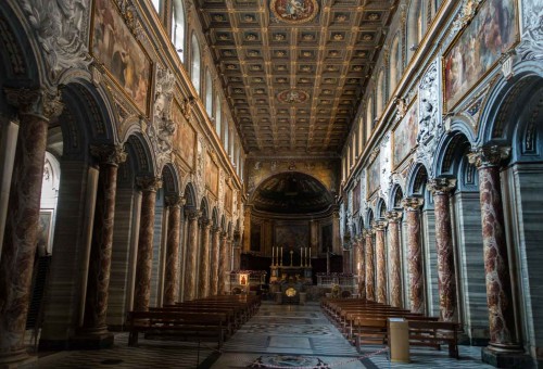 Basilica of San Marco, church interior with a Renaissance ceiling