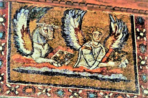 San Giovanni Baptistery, Chapel of SS. Venantius and Dominus, decorations of the rainbow, symbolic representation of the evangelists (SS. Luke and John)