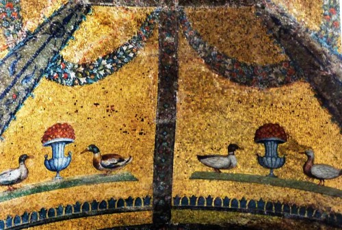 Baptysterium San Giovanni, kaplica św. Jana Ewangelisty, sklepienie, mozaiki z V w., fragment