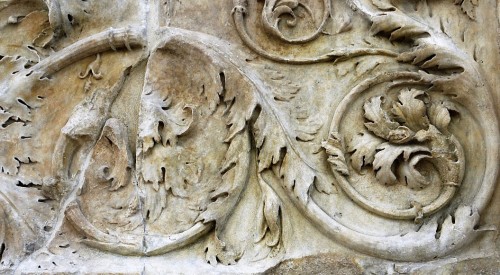 Altar of Peace, Museo dell’Ara Pacis, frieze with leaves of acanthus, decoration of the plinth of the outer walls of the altar