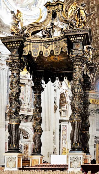 Baldachim nad grobem św. Piotra, fundacja papieża Urbana VIII, bazylika San Pietro in Vaticano, Gian Lorenzo Bernini