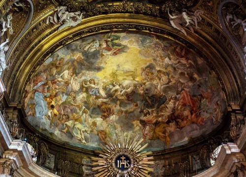 Church of Il Gesù, The Adoration of the Lamb, top of the apse, Baciccio
