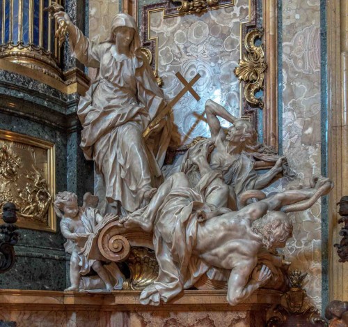 Il Gesù, Religia triumfująca nad Herezją, Pierre Le Gros, kaplica Sant'Ignazio