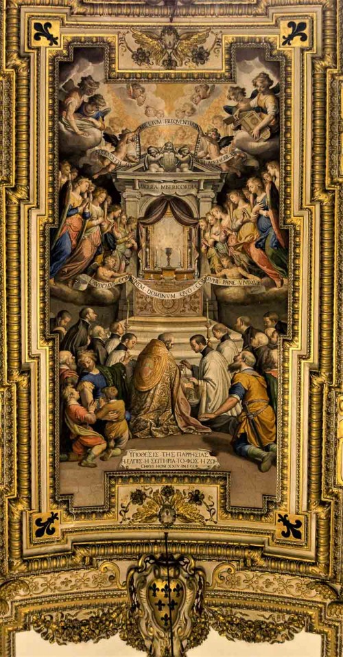 Il Gesù, Stara Zakrystia, projekt Girolamo Rainaldi, freski sklepienia