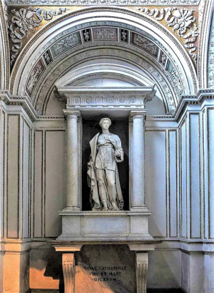 Kościół Santa Maria del Popolo, kaplica Theodoli, posąg św. Katarzyny Aleksandryjskiej, Giulio Mazzoni, poł. XVI w.
