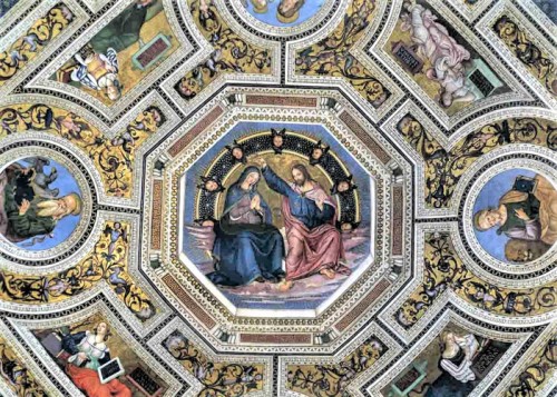 Kościół Santa Maria del Popolo, sklepienie absydy kościoła, freski Pinturicchia, Koronacja Marii