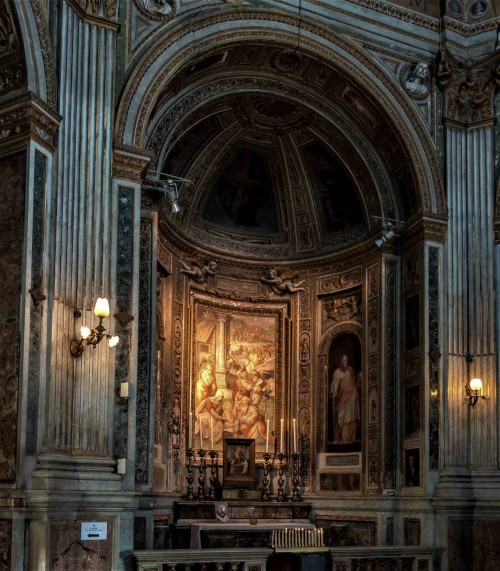 Santa Maria di Loreto, kaplica Trzech Króli, Adoracja Dzieciątka przez Trzech Króli - Pomarancio