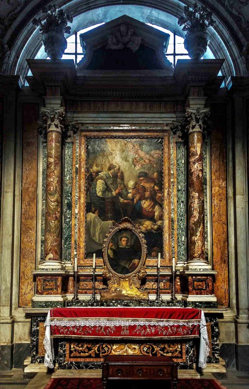 San Nicola da Tolentino, kaplica św. Mikołaja z Miry, obraz ukazujący cud św. Mikołaja z  XVIII w. (Filippo Laurenzi)