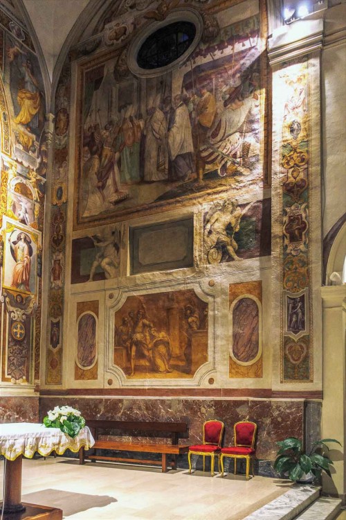 Santa Prisca, malowidła transeptu - sceny z życia św. Pryski