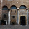 Second courtyard of the Basilica of Sant Quattro Coronati with visible columns from the old church