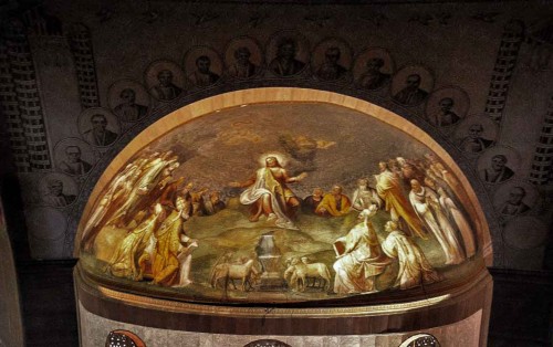 Santa Sabina, dekoracja absydy - freski Taddeo Zuccari, postacie apostołów w tęczy (XX w.)