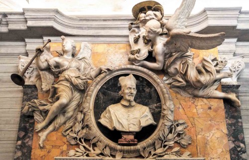 Tombstone monument of Cardinal Francesco Barberini, fragment, vestibule of the sacristy of the Basilica of San Pietro in Vaticano