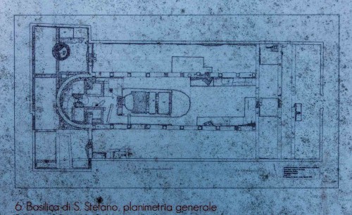 Plan wczesnochrześcijańskiej bazyliki San Stefano Protomartire przy via Latina