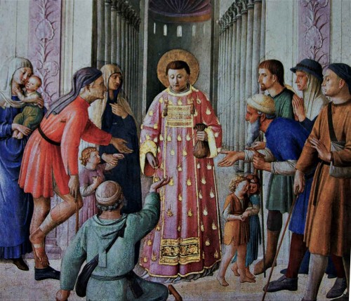 Kaplica papieża Mikołaja V, św. Wawrzyniec rozdający biednym i chorym skarby kościelne, Fra Angelico, pałac Apostolski