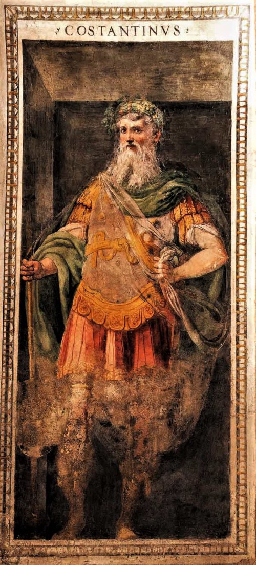 Oratorio San Silvestro by the Church of Santi Quattro Coronati, fresco of the triumphal arch depicting Emperor Constantine the Great