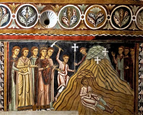 Oratorio San Silvestro przy kościele Santi Quattro Coronati, scena poszukiwania Krzyża Pańskiego w Jerozolimie