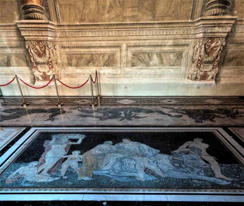 Palazzo Venezia, Sala del Mappamondo, floor from the times of Mussolini – The Rape of Europa