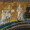 Mosaic of the triumphal arch from the times of Pope Pelagius II, Church of San Lorenzo fuori le mura