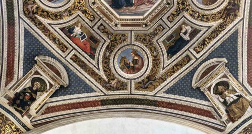 Pinturicchio, freski sklepienia absydy kościoła Santa Maria del Popolo, Koronacja Marii - sybille, ewangeliści i ojcowie Kościoła