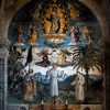 Pinturicchio, Chwała św. Bernarda ze Sieny (Św. Bernard pomiędzy św. Ludwikiem i św. Antonim), Cappella Bufalini, kościół Santa Maria in Aracoeli