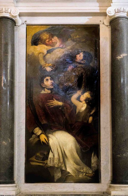 Św. Szczepan i św. Wawrzyniec otrzymują korony męczeństwa od anioła, kościół Santa Cecilia