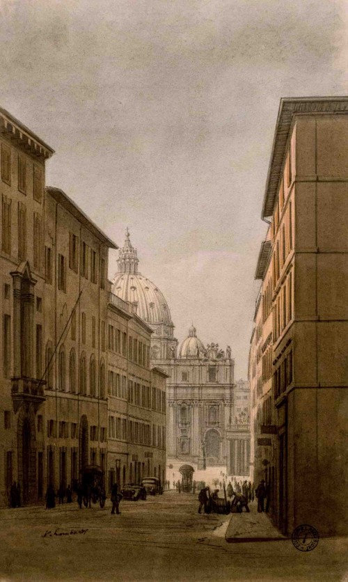 Borgo Nuovo, widok z 1935 r., Vito Lombardi, Museo di Roma