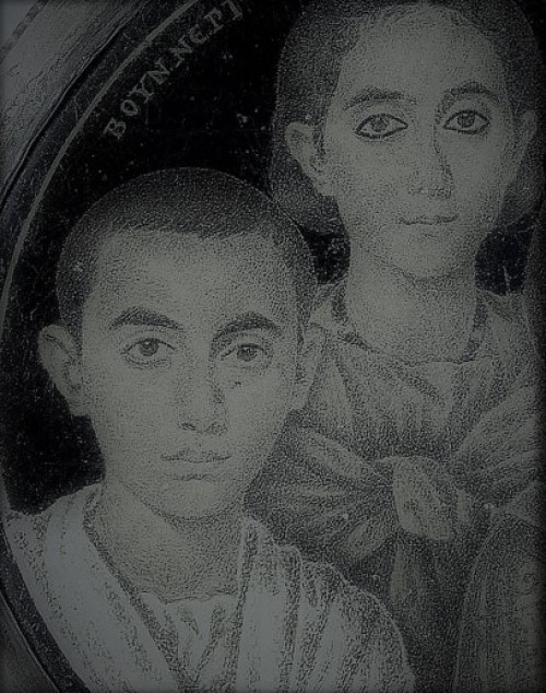 Alleged portrait of Emperor Valentinian II in his youth and of his sister Honoria, pic.Wikipedia