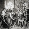 Odoacer and Emperor Romulus Augustulus, reproduction of a drawing by an unknown author, pic. Wikipedia