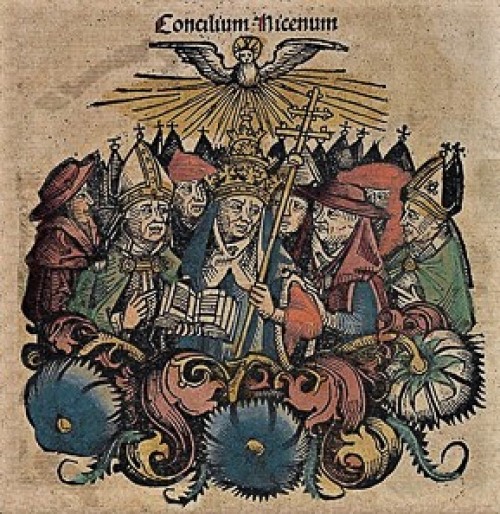 Sobór w Nicei, Liber cronicarum (Kronika norymberska), ilustracja z 1493 r., zdj. Wikipedia