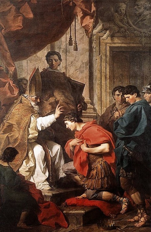 Emperor Theodosius I baptized by bishop Ambrose, Pierre Subleyras, pic. Wikipedia