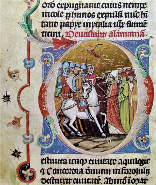 Spotkanie papieża Leona I z Attylą, Chronicon Pictum, ok.1360 r., zdj. Wikipedia