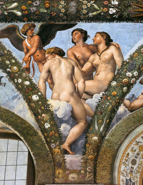 Villa Farnesina, Loggia di Psiche, The Three Graces, Raphael and Giulio Romano, pic. Wikipedia, author Mattis