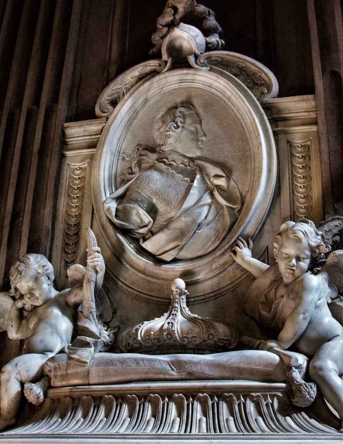 Camillo Rusconi, funerary monument of Alexander B. Sobieski, fragment, Church of  Santa Maria della Concezione
