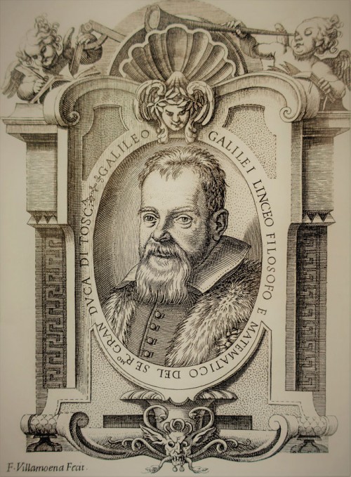 Galileo’s portrait from the first page of his book The Assayer