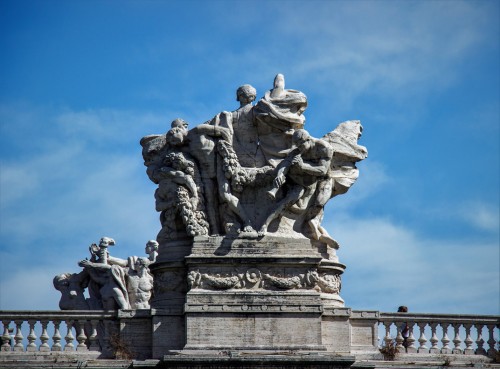 Ponte Vittorio Emanuele II, one of the allegoric groups adorning the bridge seen from the Tiber