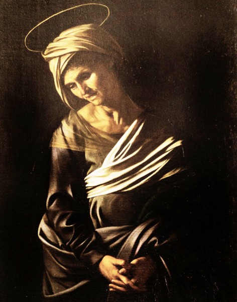 Caravaggio, Madonna dei Palafrenieri, fragment, św. Anna, Galleria Borghese