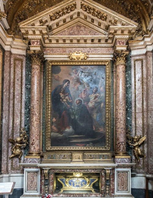 Church of Sant'Andrea al Quirinale, Chapel of St. Stanislaus Kostka, Adoration of Our Lady by the young novice Kostka, Carlo Maratti
