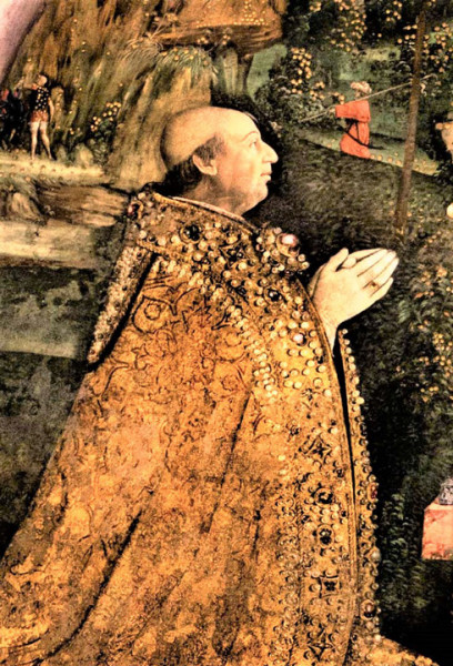 Aleksander VI, fragment fresku, Pinturicchio, apartamenty Borgii - Pałac Apostolski