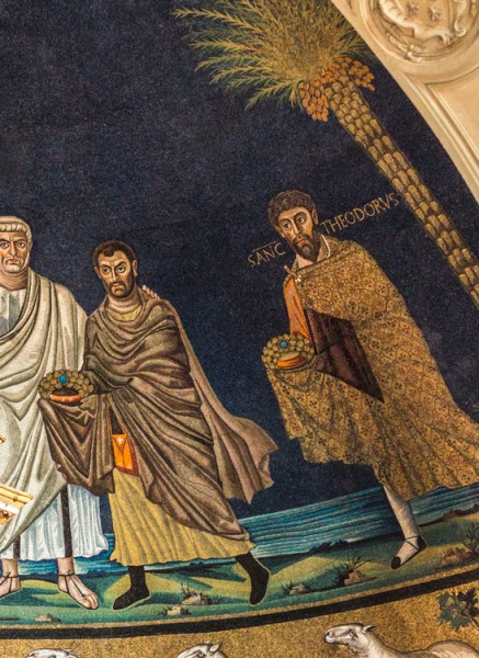 Santi Cosma e Damiano, absyda z mozaikami przedstawiającymi św. Teodora, jednego z braci bliźniaków i św. Piotra