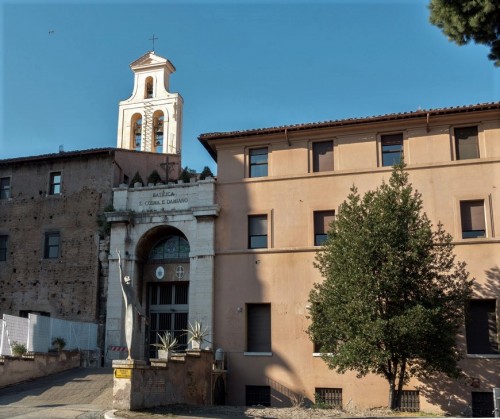 Basilica of Santi Cosma e Damiano, enterance into the basilica created after World War II