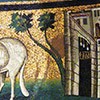 Basilica of Santi Cosma e Damiano, apse with mosaics - gate leading to Bethlehem