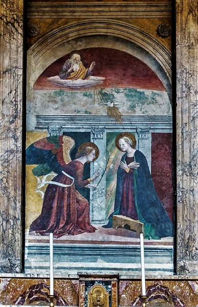 Melozzo da Forlì,  Annunciation – attributed to the artist work in the Church of Santa Maria ad Martyres (Pantheon)