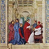 Melozzo da Forlì, Sykstus IV powołuję Bartolomea Platinę na prefekta Biblioteki Watykańskiej, Pinacoteca Vaticana, zdj. WIKIPEDIA