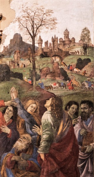 Kaplica Carafy, apostołowie przy grobie Marii (detal), Filippino Lippi, bazylika Santa Maria sopra Minerva