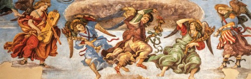 Kaplica Carafy, muzykujące anioły (detal), Filippino Lippi, bazylika Santa Maria sopra Minerva