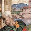 Kaplica Carafy, Sabellius i zakola Tybru w tle (detal), Filippino Lippi, bazylika Santa Maria sopra Minerva